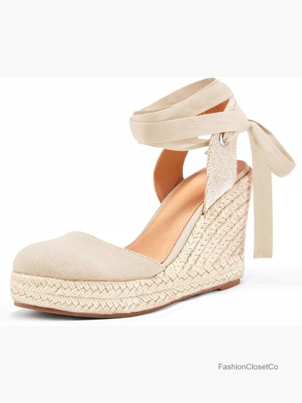 Espadrilles Wedge Sandals Platform Closed Toe Ankle Strap Lace Up
